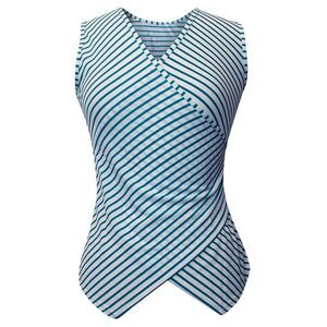 Striped Sleeveless Wrap Top